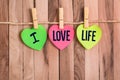 I love life heart shaped note Royalty Free Stock Photo