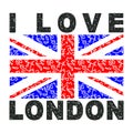 I love London City, typography graphics, British flag, illustration design Royalty Free Stock Photo