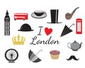 I love London symbol icons, vector