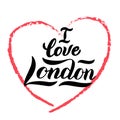 I love London typography print. Trendy lettering design for postcard, shirt, magnet. Vector