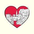 I love Luxembourg City. Red heart and famous buildings Royalty Free Stock Photo