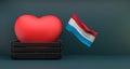I love Luxembourg Flag Luxembourg with heart, copy space, 3D work and 3D image