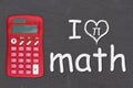 I love math word message on old grunge black chalkboard Royalty Free Stock Photo