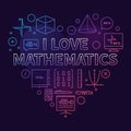 I Love Mathematics Heart concept vector line colored banner. Math illustration Royalty Free Stock Photo