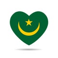 I love Mauritania, Mauritania flag heart vector illustration isolated on white background