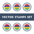 I Love Mauritius vector stamps set.
