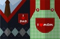 I love mom and I love dad flat design vector