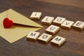 I love mom wording on old wood mother`s day concept. Royalty Free Stock Photo