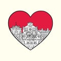 I love Monaco. Red heart and famous buildings