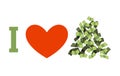 I love money. Cash and heart. Heap of dollars