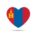 I love Mongolia , Mongolia flag heart vector illustration isolated on white background Royalty Free Stock Photo
