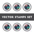 I Love Montserrat vector stamps set.