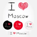 I love Moscow illustration of heart and stickers