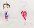 I love mother - Child drawing Royalty Free Stock Photo