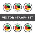 I Love Mozambique vector stamps set.