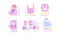 I Love Mummy Childish Prints Collection, Baby Nursery Room Decoration Elements Vector Illustration