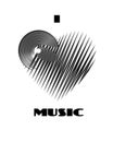 I love music abstract poster monochrome label isolated on white Royalty Free Stock Photo