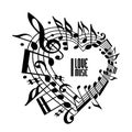 I love music concept, black and white design.