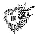 I love music concept, black and white design.