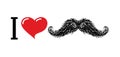 I love mustache. Heart symbol of love. For lovers of logo of h