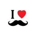 I love mustache with red heart shape.Illustration.