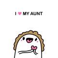 I love my aunt hand drawn vector illustration in cartoon comic style beautiful woman holding heart