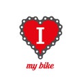 I Love My Bike Poster, Print or T-Shirt Design. Flat Vector Illustration Royalty Free Stock Photo