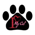 I Love My Cat slogan design for your t-shirt. Vector illustration.