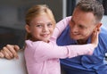 I love my daddy. Portrait of a little girl hugging her father. Royalty Free Stock Photo