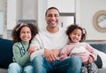 I love my daughters more than words can say. Portrait of a father bonding with his two little daughters at home. Royalty Free Stock Photo