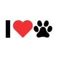 I love my dog icon, print symbol isoalted on white background. Cute graphic, vector illustration Royalty Free Stock Photo