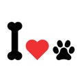 I love my dog icon  print symbol isoalted on white background. Cute graphic  vector illustration Royalty Free Stock Photo