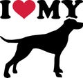 I love my English Pointer silhouette Royalty Free Stock Photo