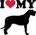 I love my Irish Wolfhound silhouette Royalty Free Stock Photo