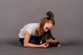 I love my kitten, little girl holding her new pet Royalty Free Stock Photo