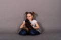 I love my kitten, little girl holding her new pet Royalty Free Stock Photo