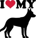 I love my Malinois silhouette Royalty Free Stock Photo