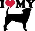 I love my Puggle silhouette Royalty Free Stock Photo