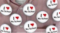 I Love My School Buttons Pins Shirt Education Teacher Student