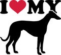 I love my Whippet silhouette Royalty Free Stock Photo
