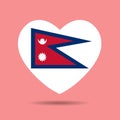 I Love Nepal , Nepal Flag Heart Vector Illustration