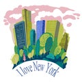 I love New York. Central Park. Postcard. Vector illustration.