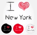 I love New York illustration of heart and stickers