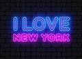 I Love New York Neon Sign. Retro new york neon, great design for any purposes. Template, background, banner, card Royalty Free Stock Photo