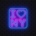 I Love New York Neon Sign. Retro new york neon, great design for any purposes. Template, background, banner, card Royalty Free Stock Photo