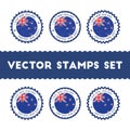 I Love New Zealand vector stamps set.