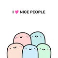 I love nice people hand drawn vector illustration in cartoon comic style pastel colored human