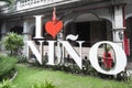 \'I Love Nino\' sign,positioned within the gardens of the Basilica of St.Nino,in the heart of Cebu City.p