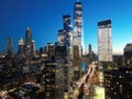 I love NYC. New York City famous top view. Night New York City from above. Night New York panorama, NYC skyline at Royalty Free Stock Photo