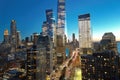 I love NYC. New York City famous top view. Night New York City from above. Night New York panorama, NYC skyline at Royalty Free Stock Photo